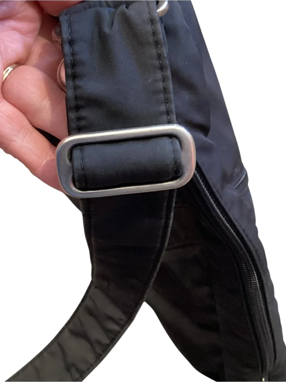 AmeriBag Healthy Back Bag Black‎ Nylon Crossbody Sling Backpack